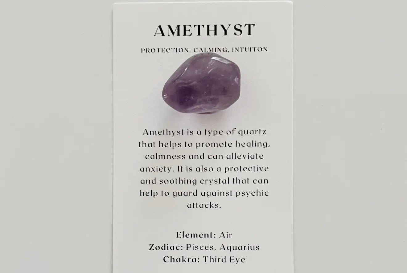Pocket Amethyst Tumbled Crystal with Information Card