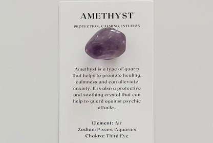 Pocket Amethyst Tumbled Crystal with Information Card