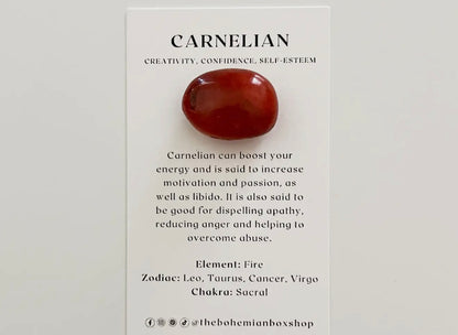 Pocket Carnelian Tumbled Crystal with Information Card