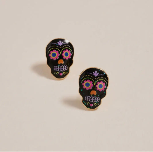 Black Dia de Los Muertos earrings