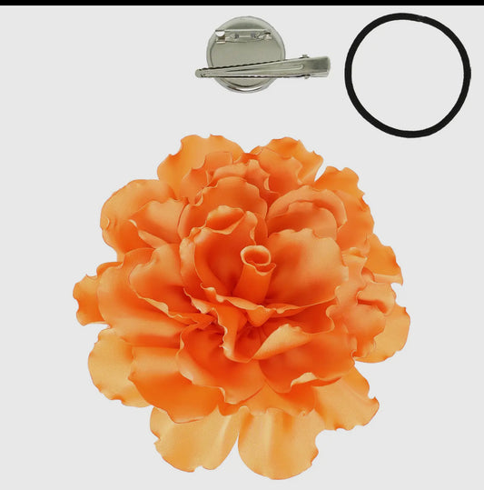 Orange Hair Flower Dia de Los Muertos