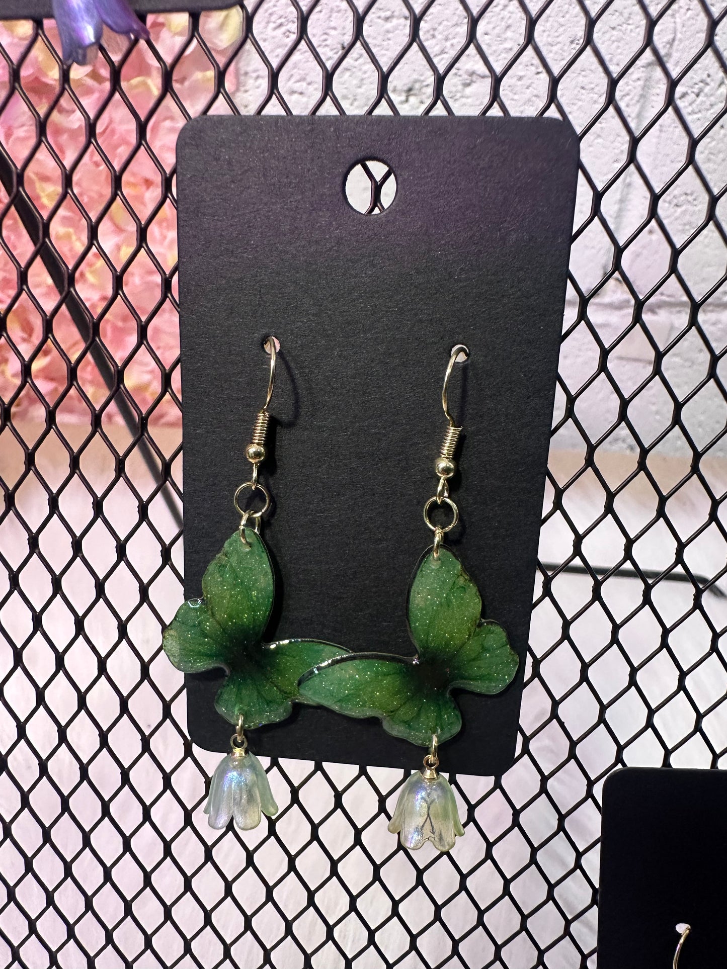 Green/ White Butterfly Dreams Earrings