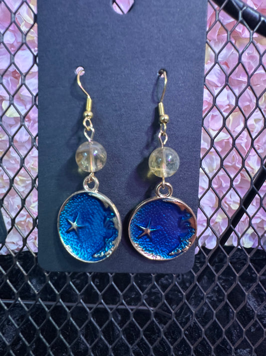 Blue moon Bead earrings