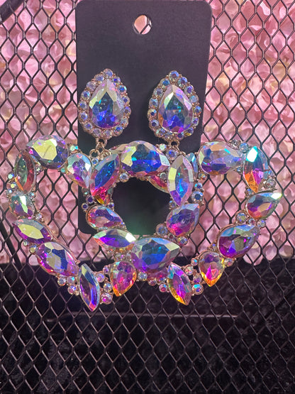 Large heart rhinestone earrings