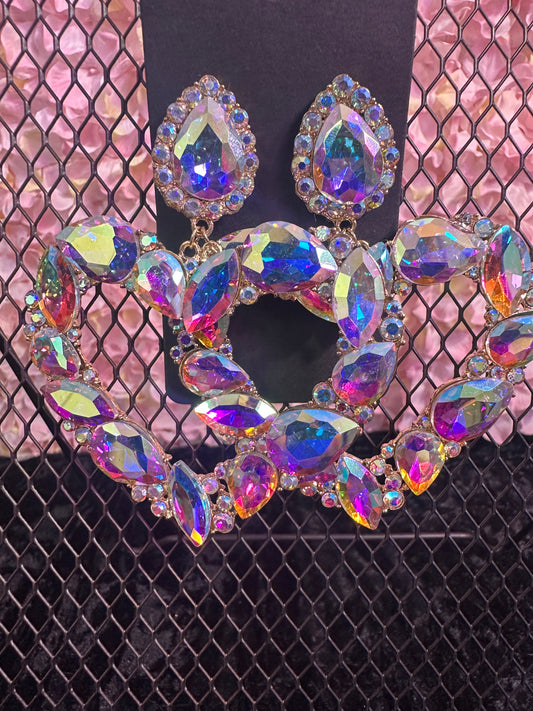 Large heart rhinestone earrings