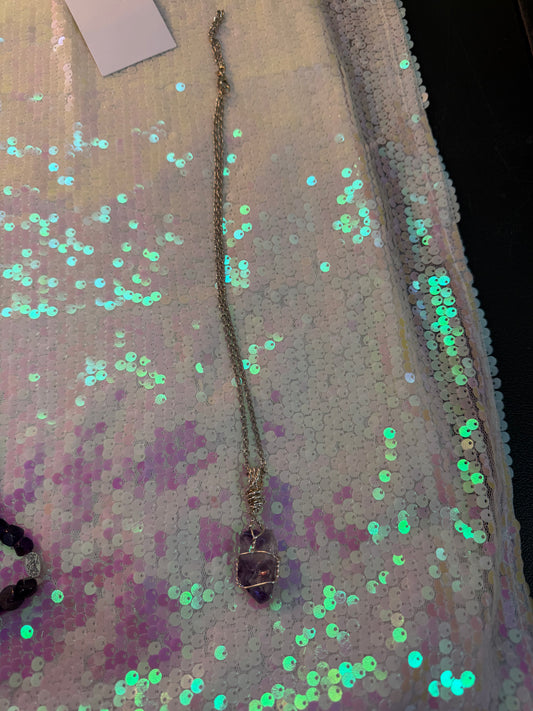 Amethyst pendant hand wrapped