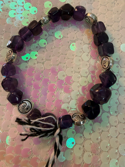 Amethyst A Grade yin yang bracelet