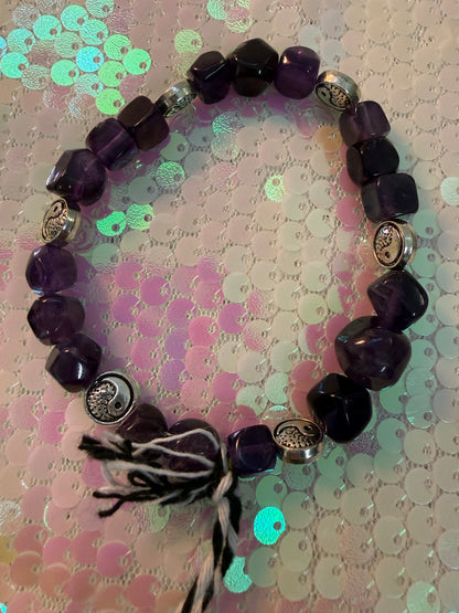 Amethyst A Grade yin yang bracelet
