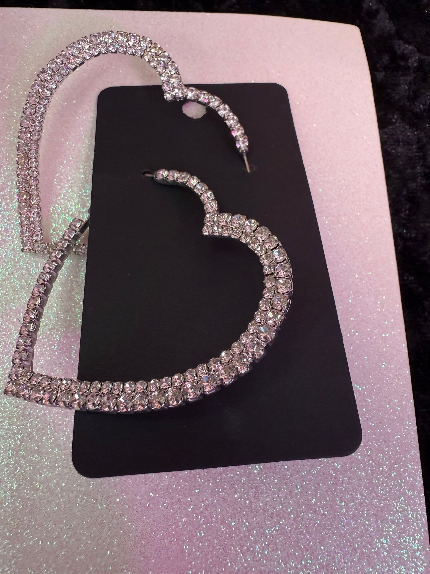 Corazon collection rhinestone hoop earrings