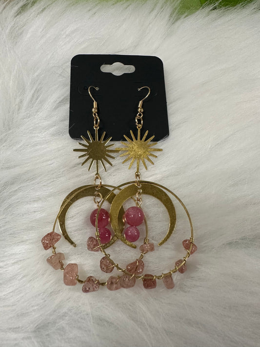 Strawberry moon celestial earrings