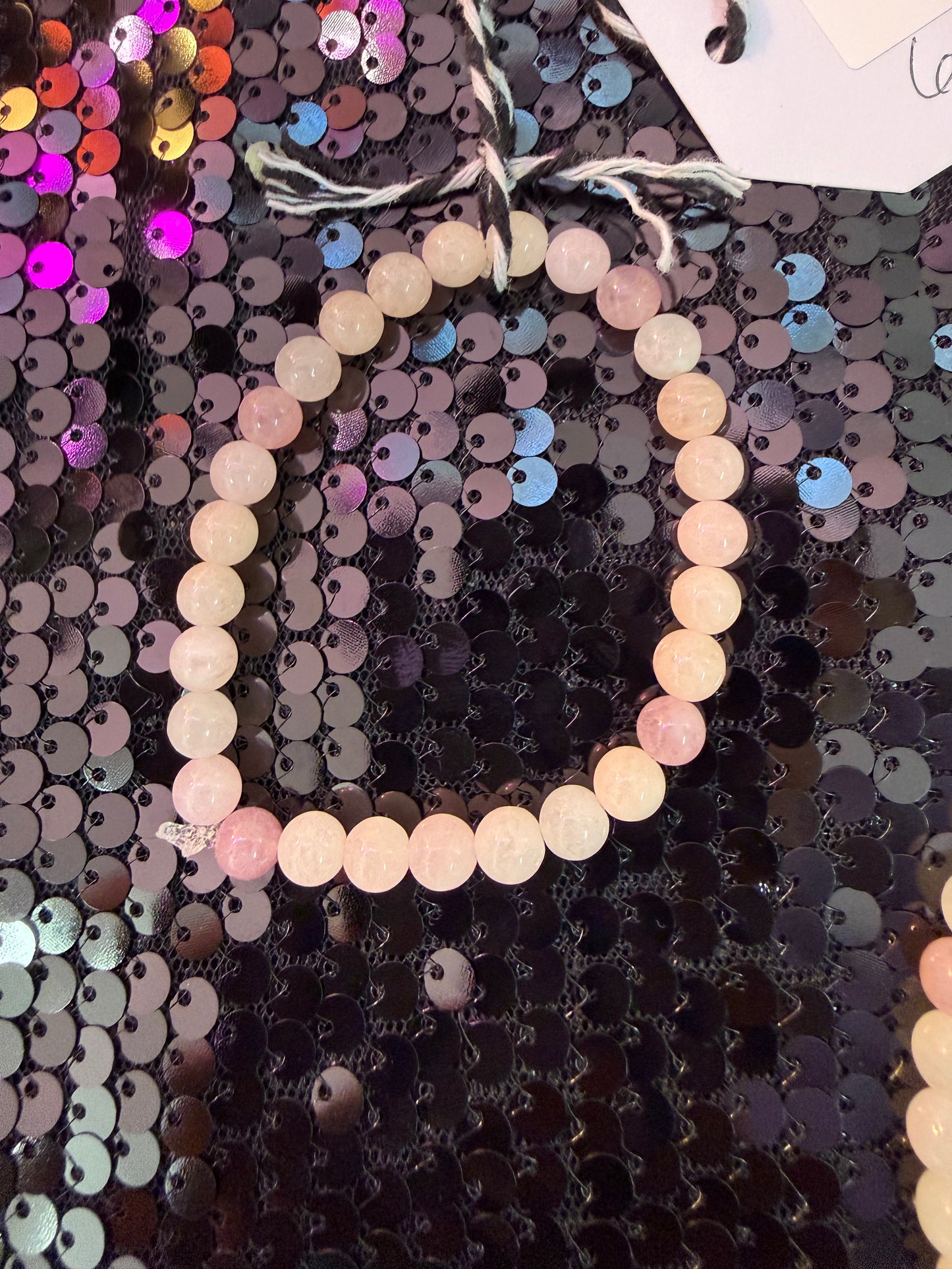 Morganite w Rose Quartz handmade bracelet