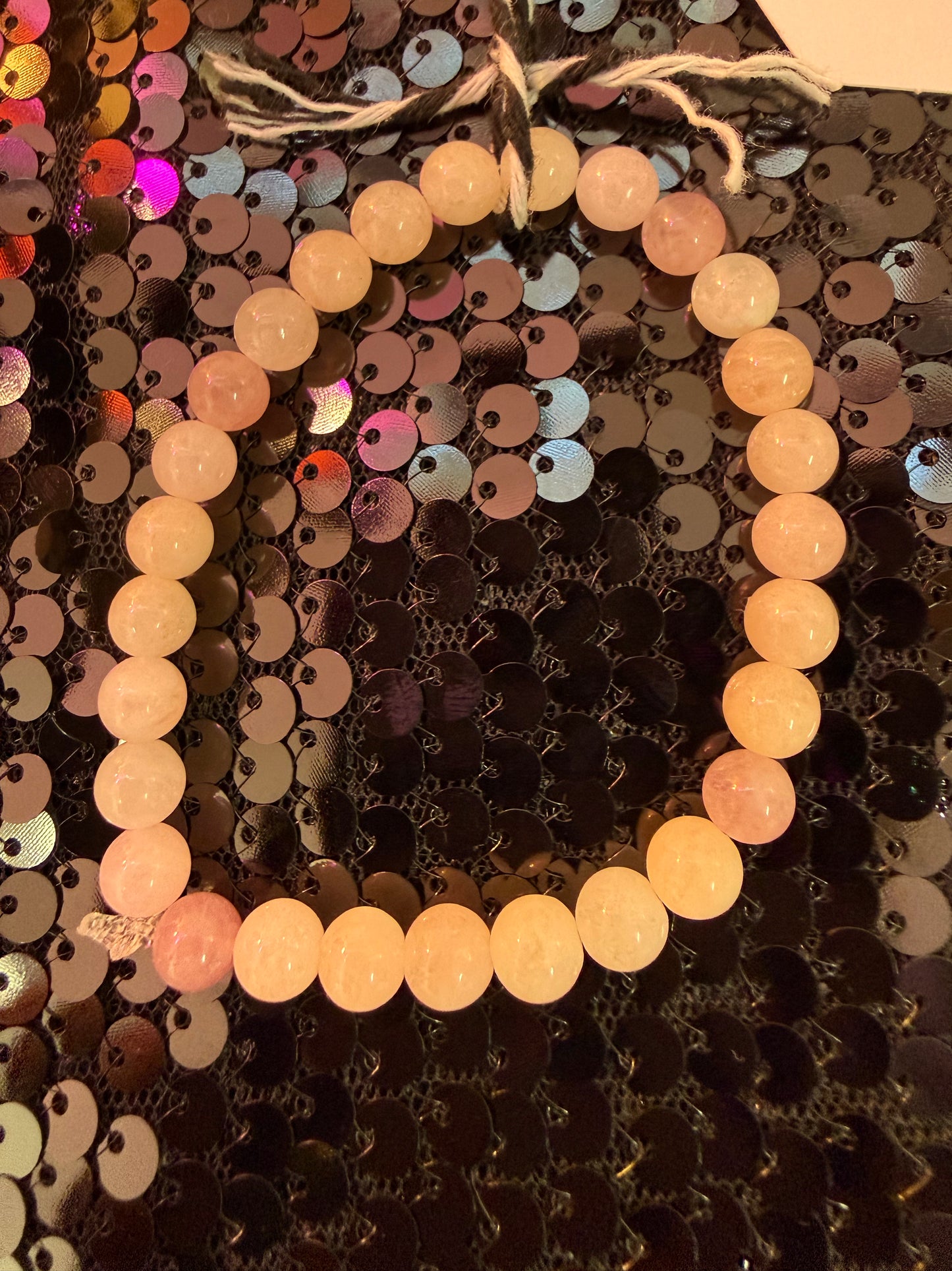 Morganite w Rose Quartz handmade bracelet