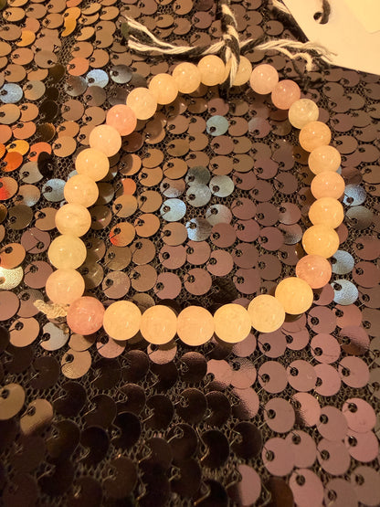 Morganite w Rose Quartz handmade bracelet