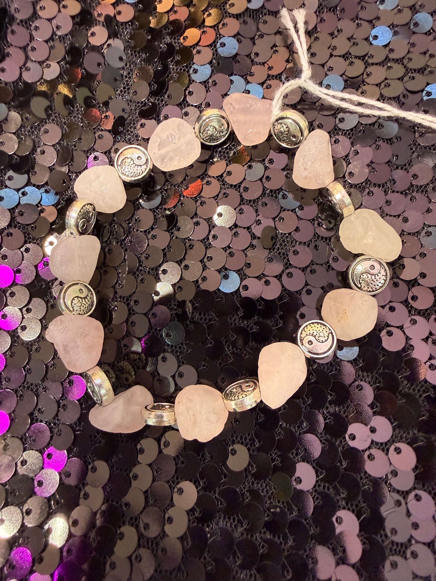 Rose Quartz chunky handmade bracelet