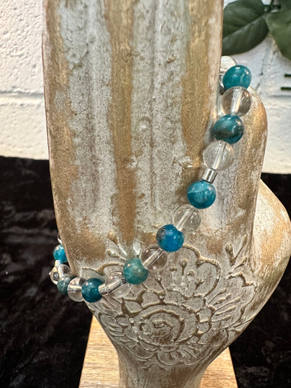 Blue Apatite/Quartz Bracelet