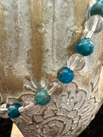 Blue Apatite/Quartz Bracelet