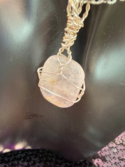 Rose Quartz Handwrapped Pendant