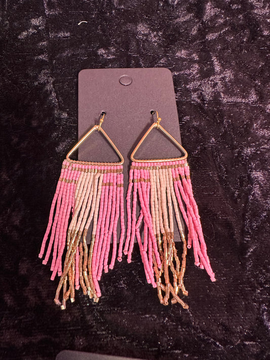 Summer Neon Beaded Earrings pink