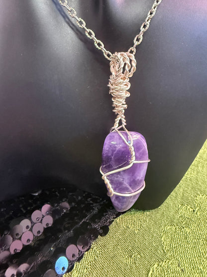 Chevron hand wrapped Crystal pendant