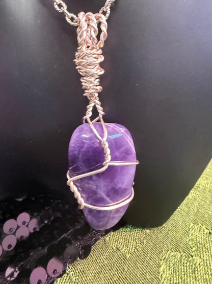 Chevron hand wrapped Crystal pendant