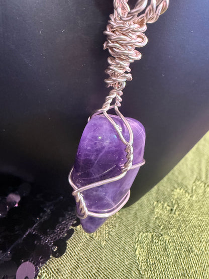 Chevron hand wrapped Crystal pendant