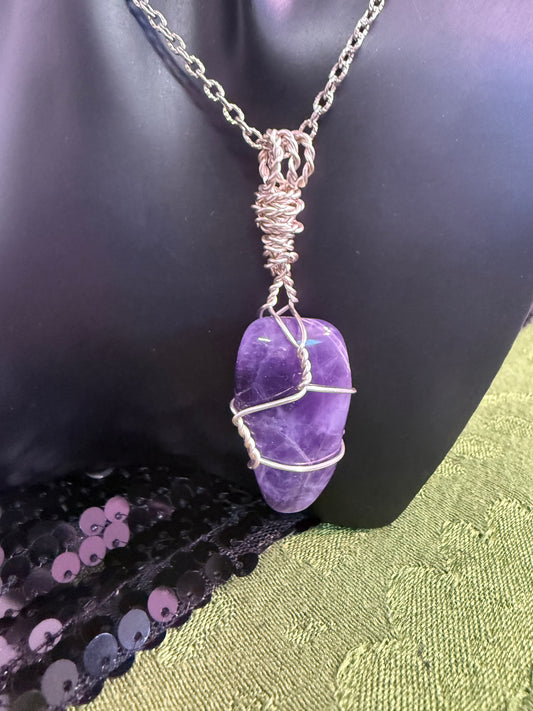 Chevron hand wrapped Crystal pendant