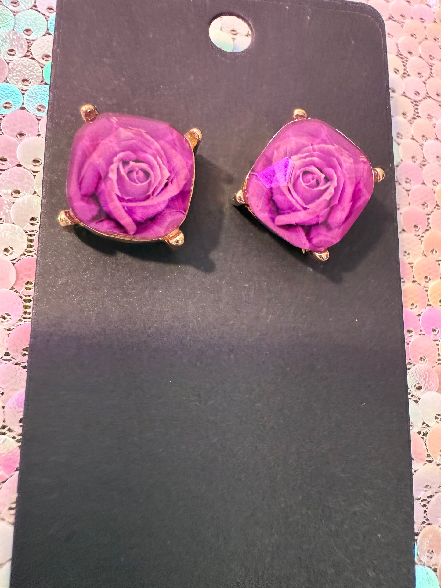 Purple dream butterfly stud earrings