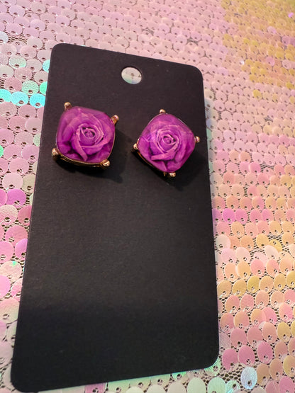 Purple dream butterfly stud earrings
