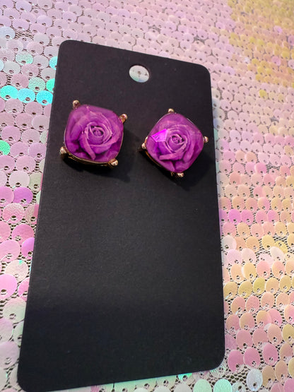 Purple dream butterfly stud earrings
