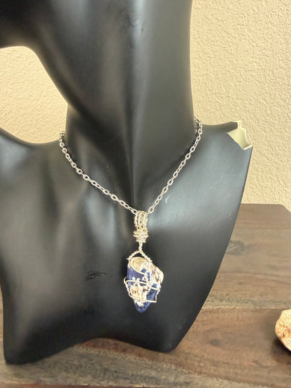 Blue Sodalite Crystal pendant 18” chain