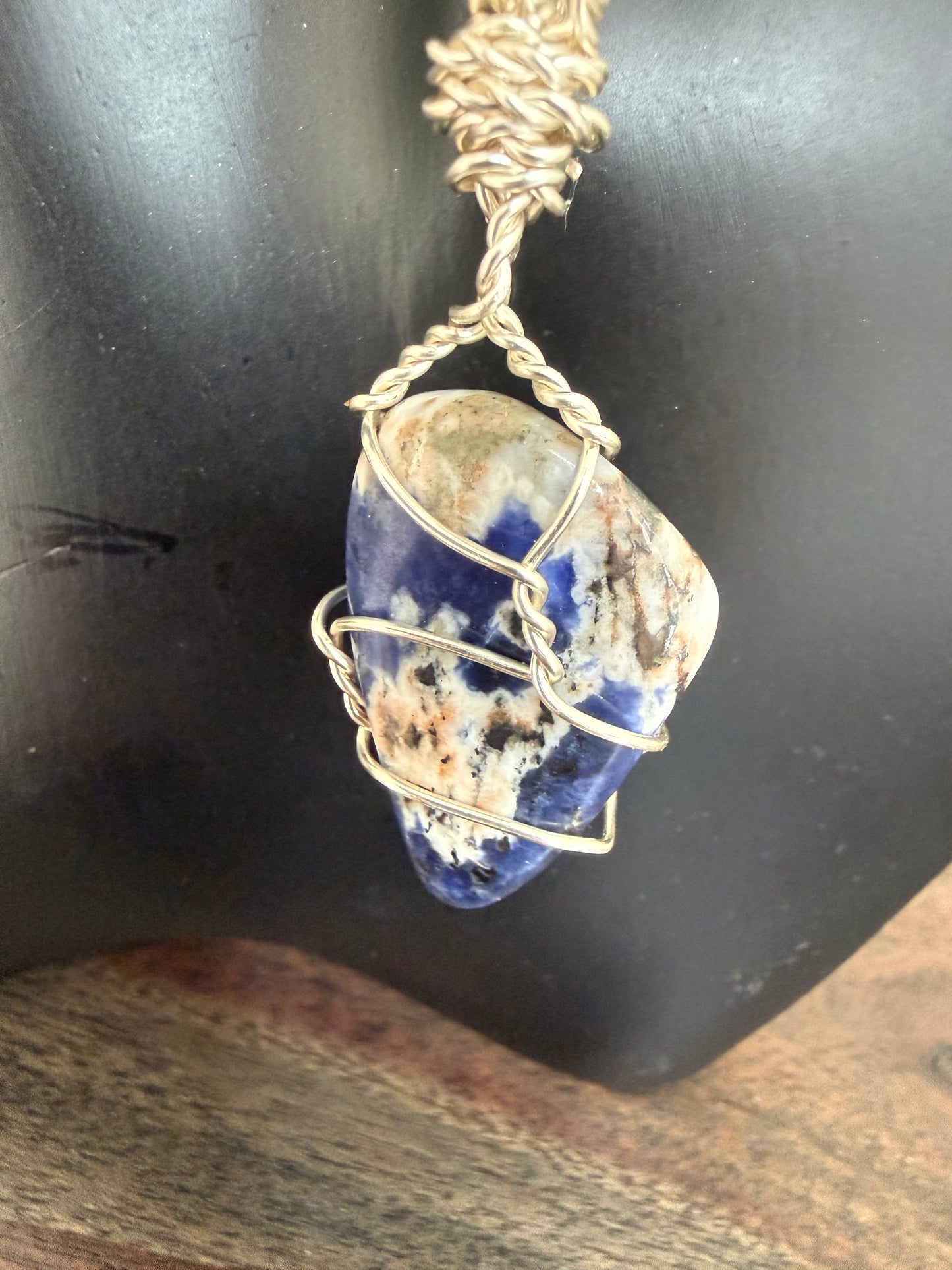 Blue Sodalite Crystal pendant 18” chain
