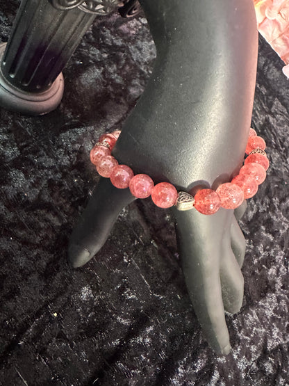 Strawberry Quartz 8mm handmade crystal bracelet