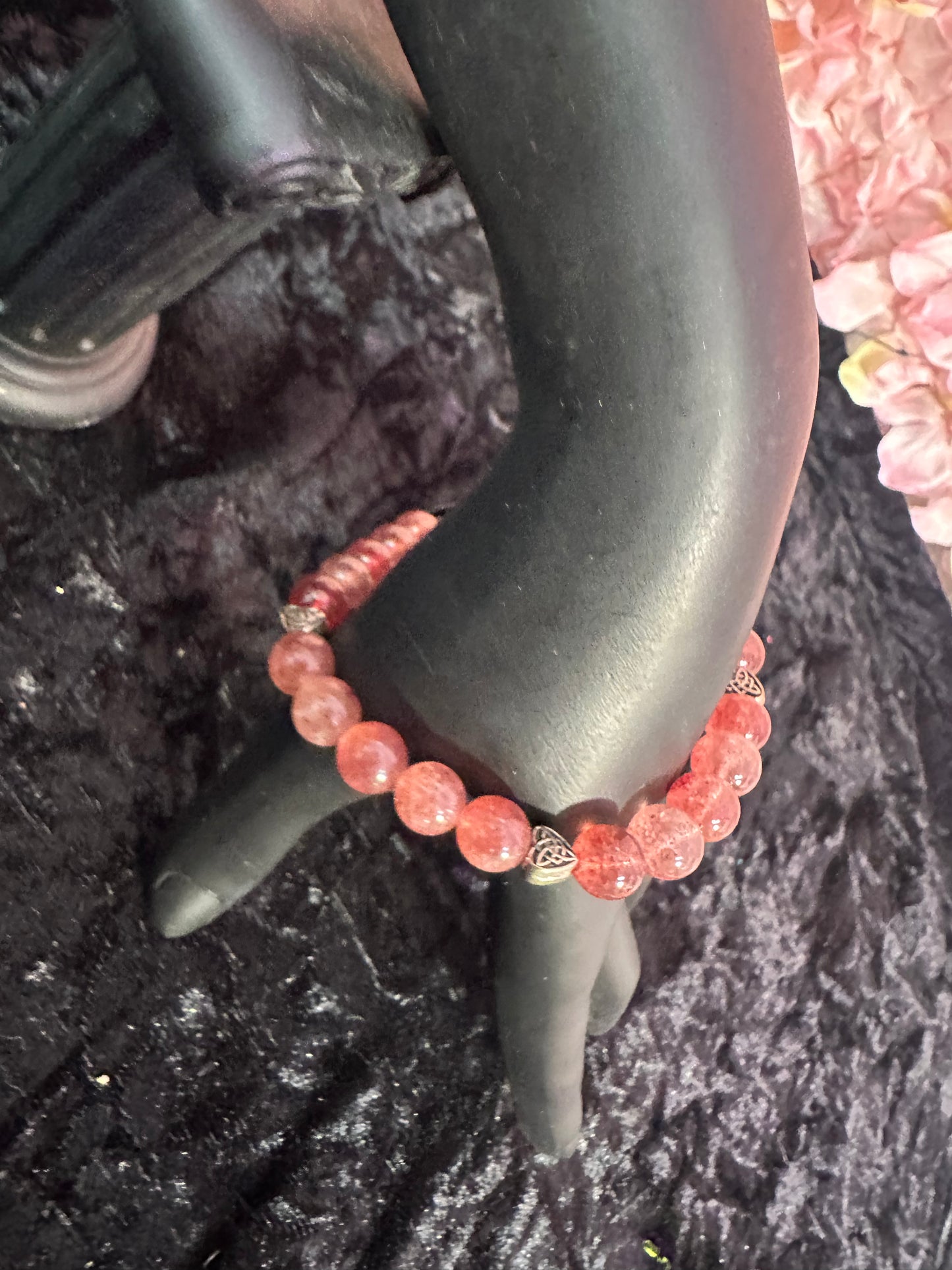 Strawberry Quartz 8mm handmade crystal bracelet