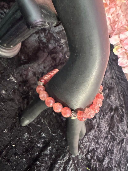 Strawberry Quartz 8mm handmade crystal bracelet