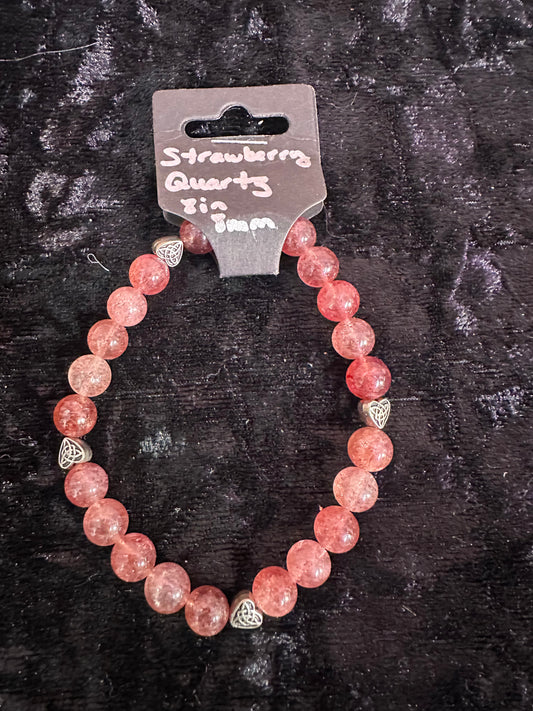Strawberry Quartz 8mm handmade crystal bracelet
