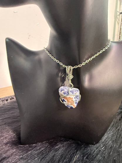 Sodalite hand wrapped crystal pendant