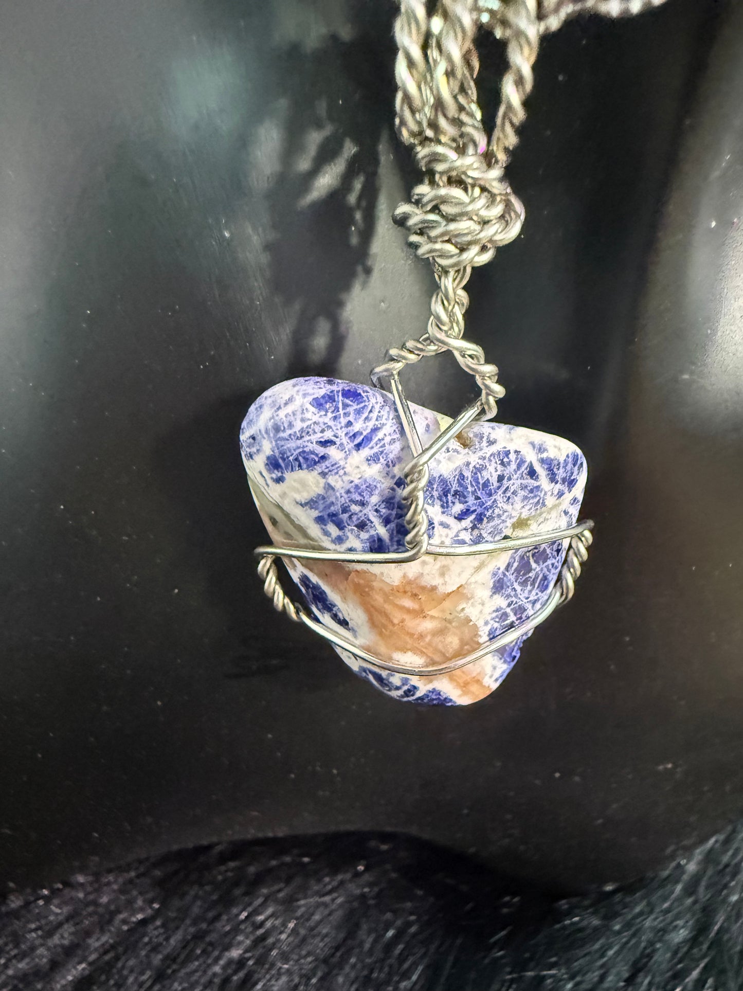 Sodalite hand wrapped crystal pendant