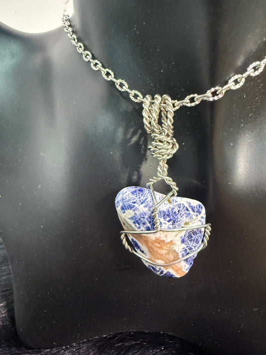 Sodalite hand wrapped crystal pendant