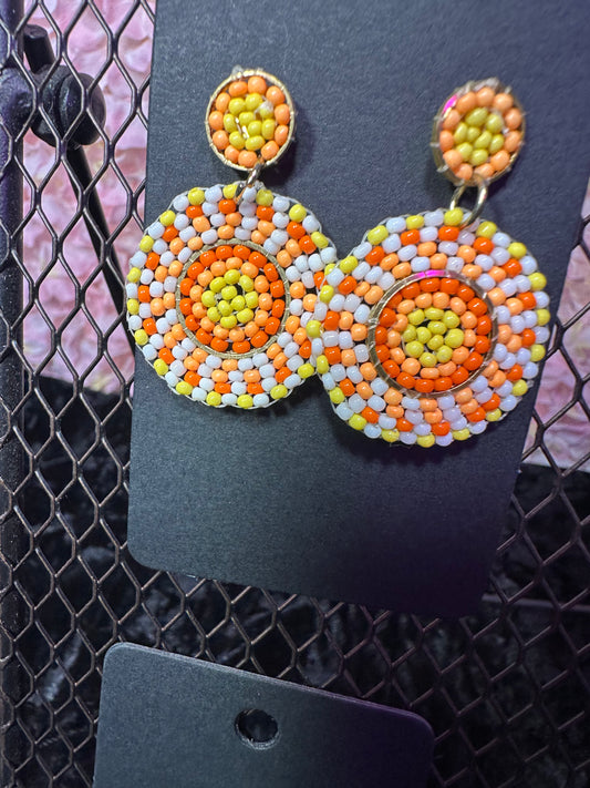 Beaded summer neon earrings orange