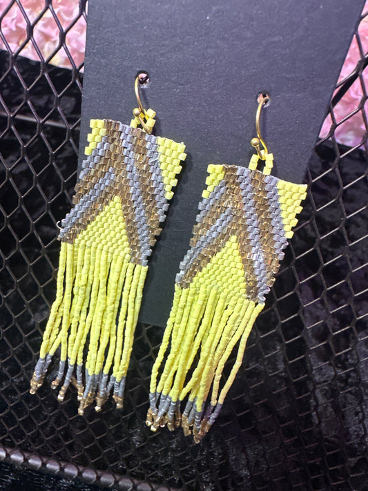 Summer Neon Beaded Earrings Yellow
