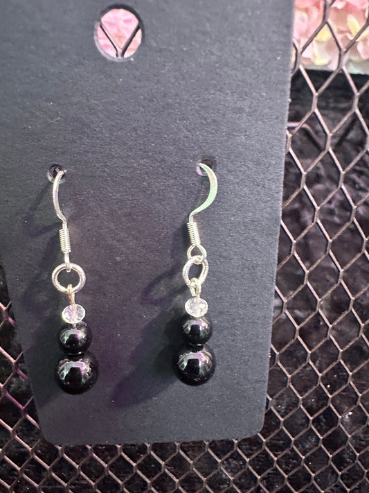 Black Onyx Quartz Handmade Earrings