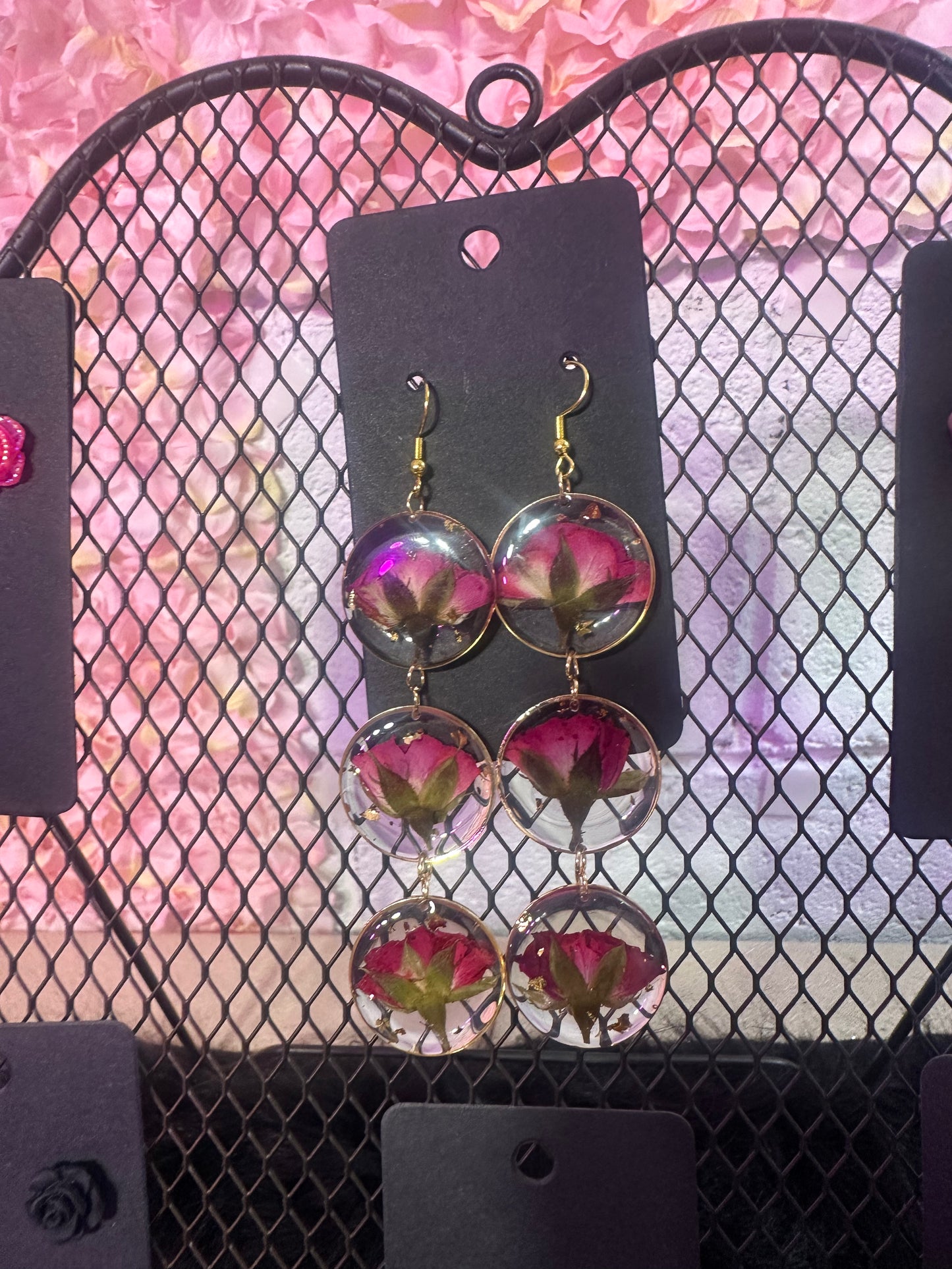 La Flor Blooming dangle dried flower earrings