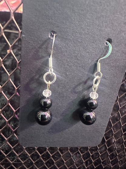 Black Onyx Quartz Handmade Earrings