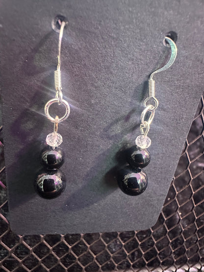 Black Onyx Quartz Handmade Earrings