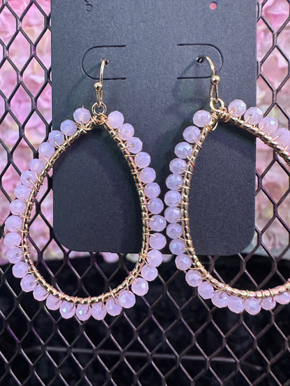 Rose Quartz Gold hoop earrings