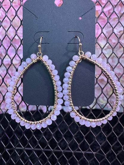 Rose Quartz Gold hoop earrings