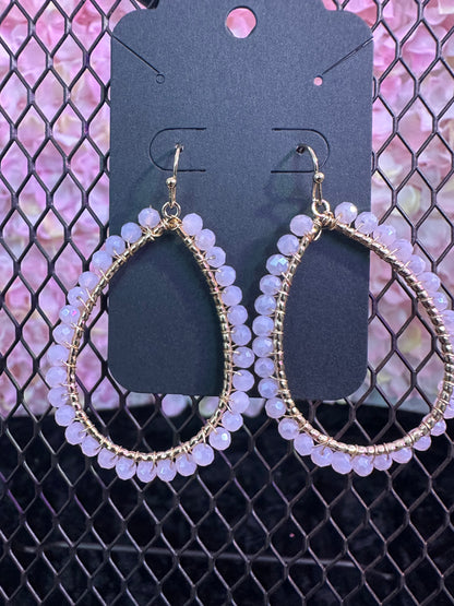 Rose Quartz Gold hoop earrings