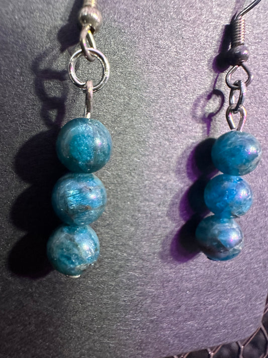 Blue Apatite Handmade Crystal Earrings
