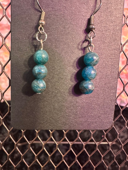 Blue Apatite Handmade Crystal Earrings