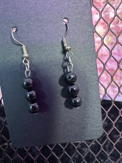 Black onyx handmade dangle earrings